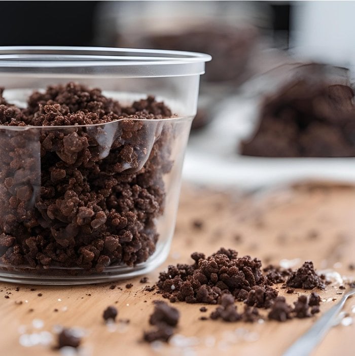 cup full of oreo cookie crumbs